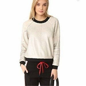 Rebecca minkoff "Lolita" flip sequin cream and silver sweater holiday party